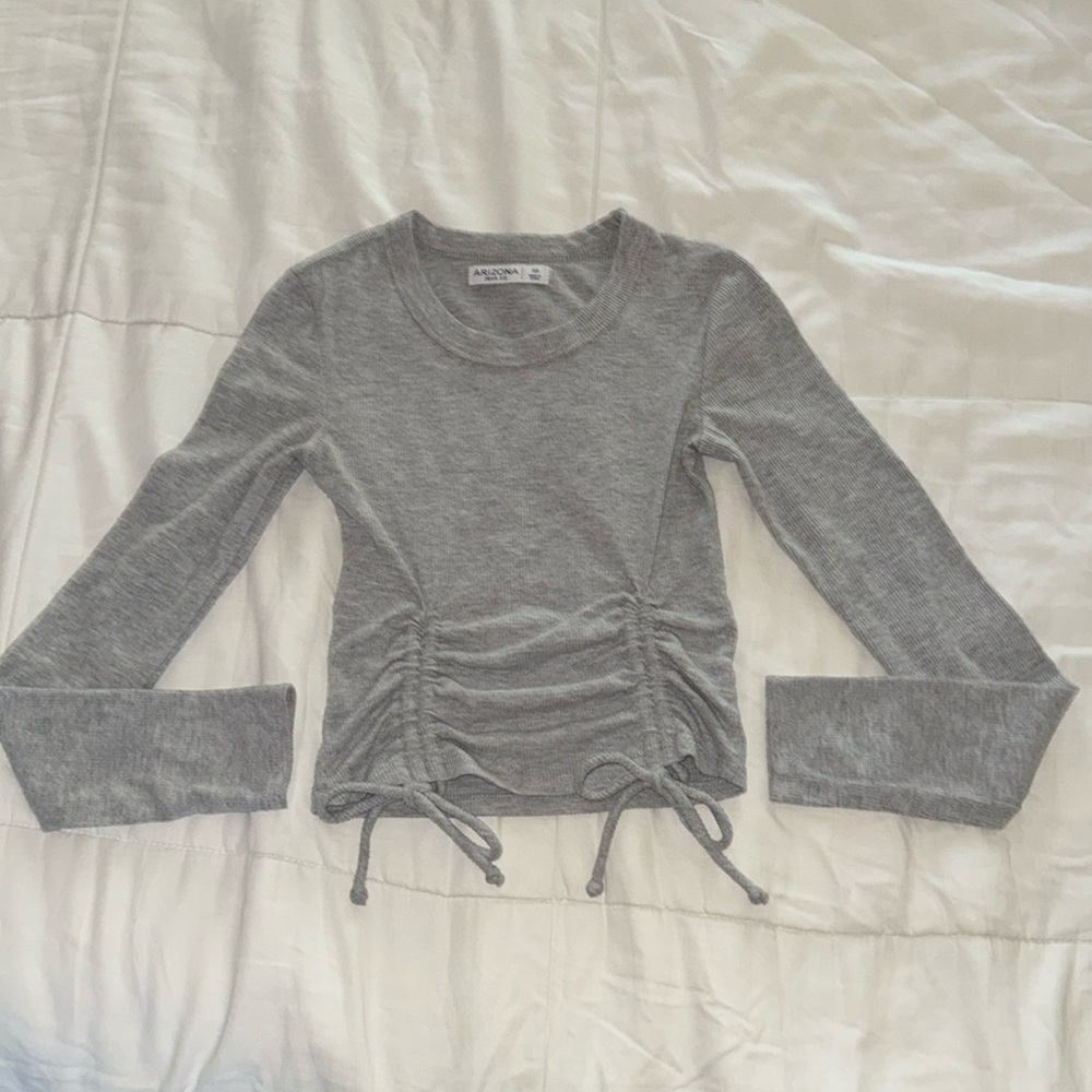 Arizona Jean Company Long Sleeve Gray Ruched Crop Top size XS